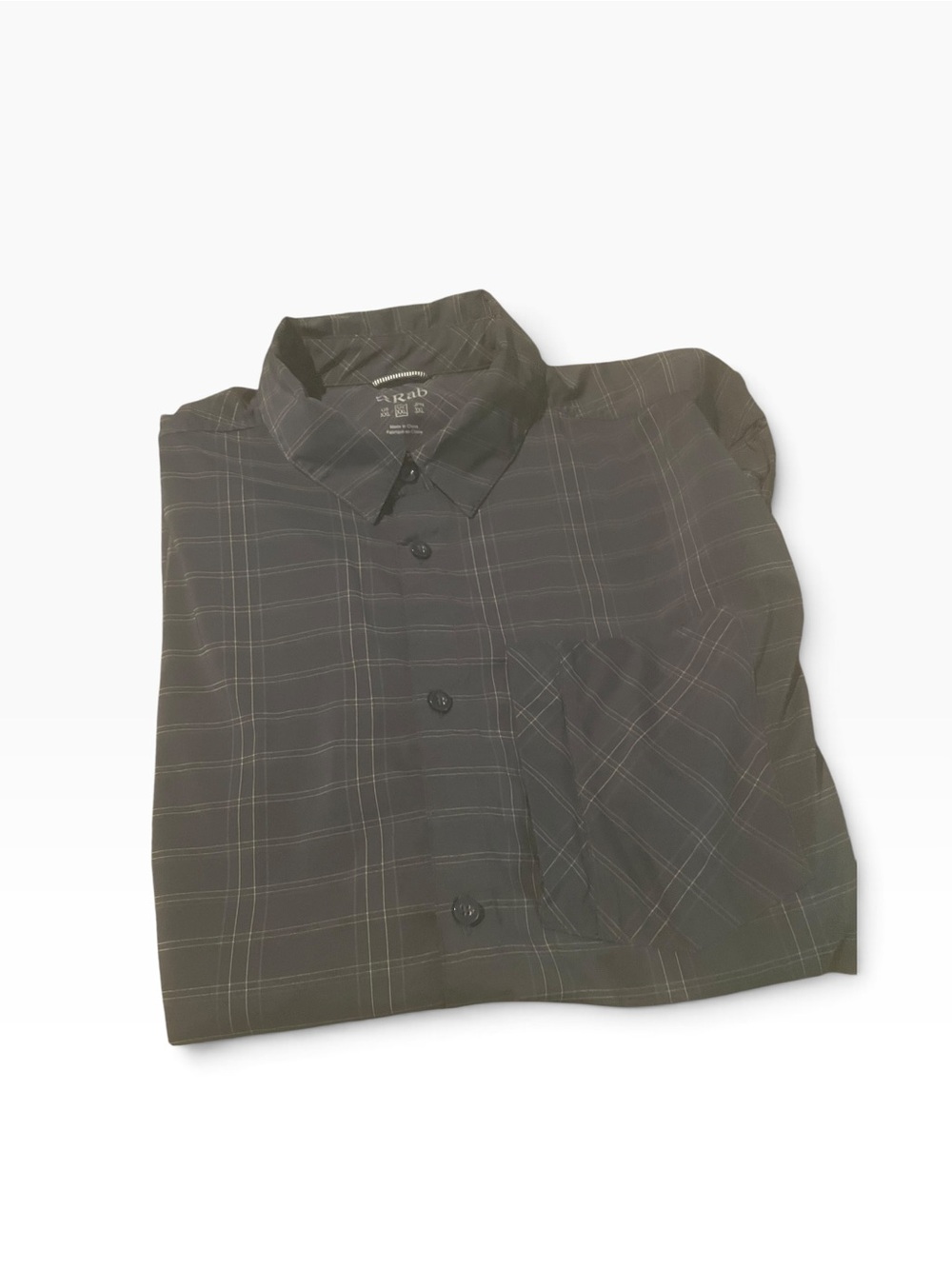 Rab size XXL Men's Black Plaid Button-Up Shirt short sleeved like new nev